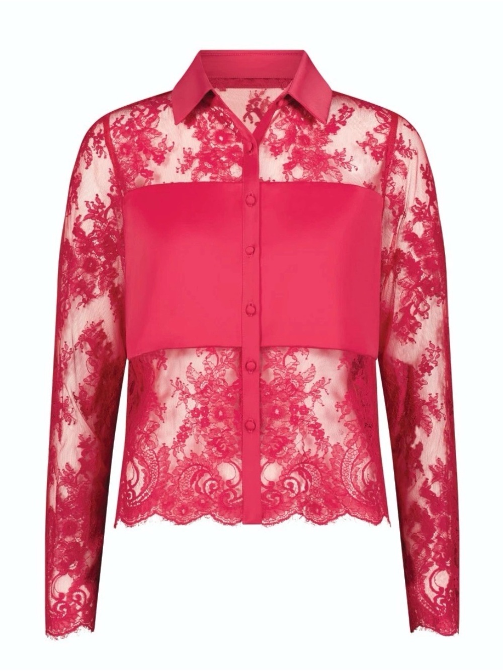 The Noli Shop Women’s Vienna Lace L/S Fuchsia Blouse-Sz S-NWT-Quick Ship